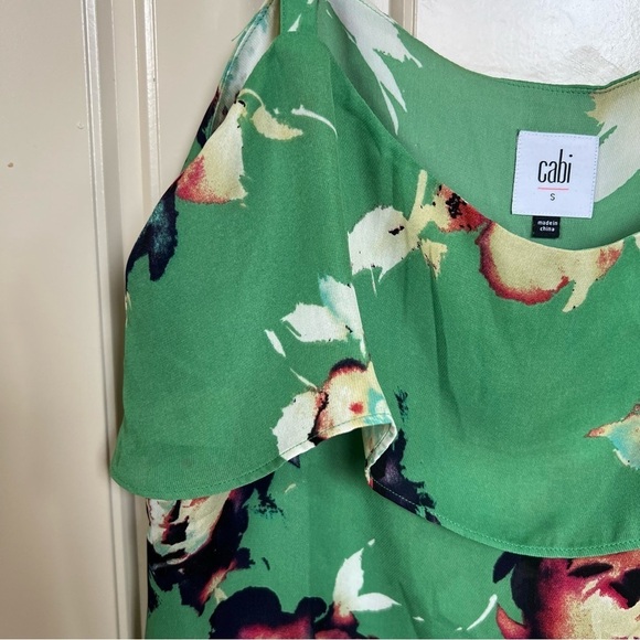 CAbi Green Floral Bloom Cami Spaghetti Strap Blouse Size Small - Picture 7 of 11